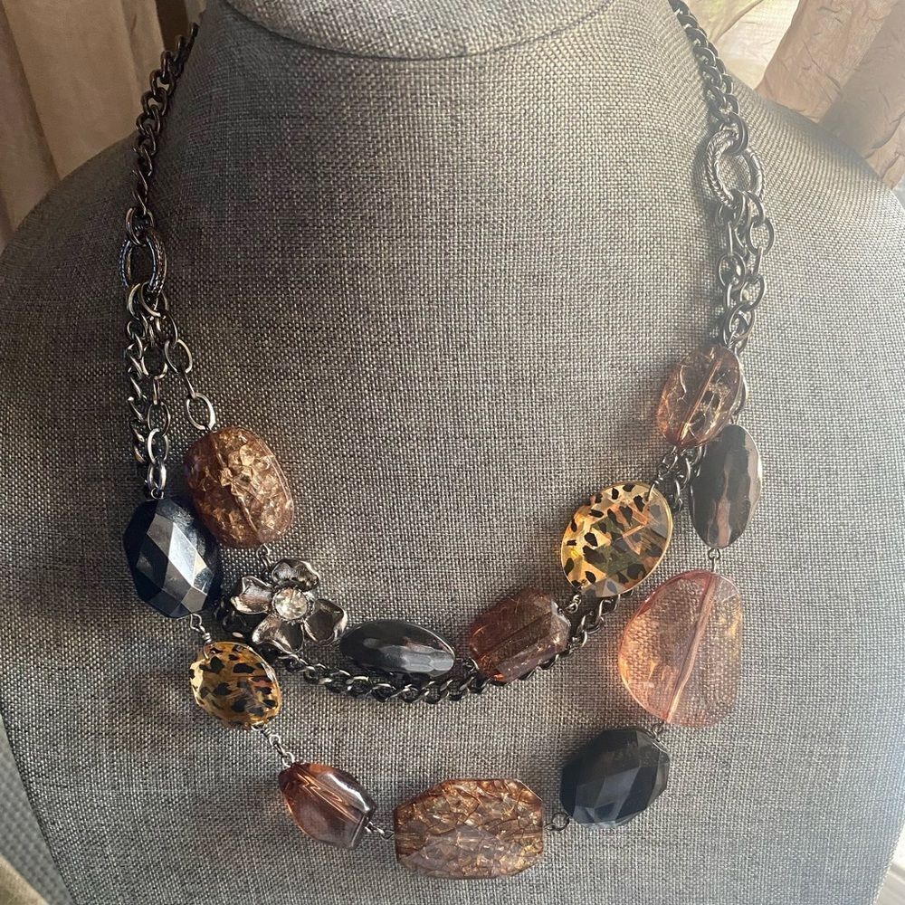 NY Acrylic Bead Layered Necklace